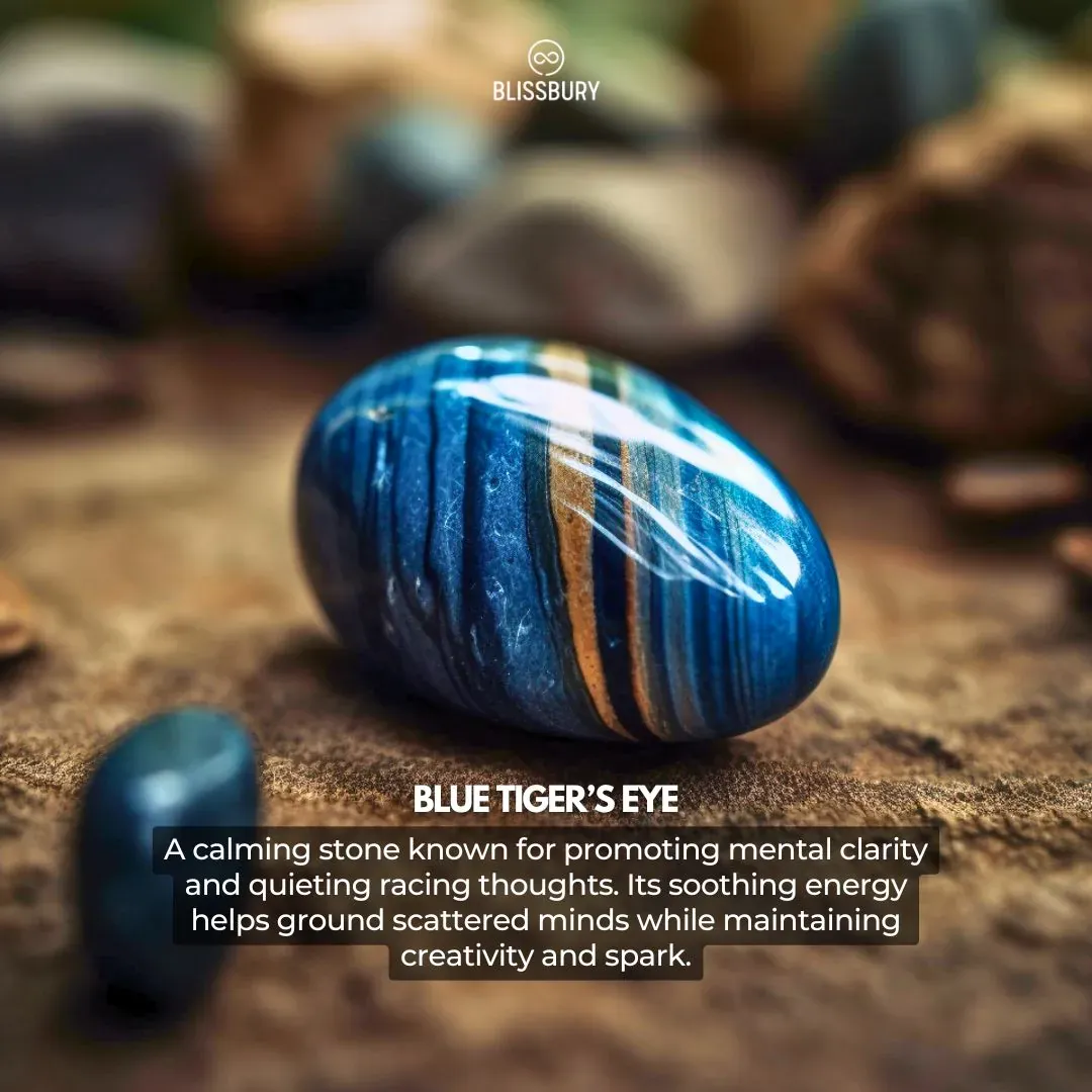 Blue Tiger's Eye Bracelet - Focus, Clarity, Grounding (Large) - Image 4
