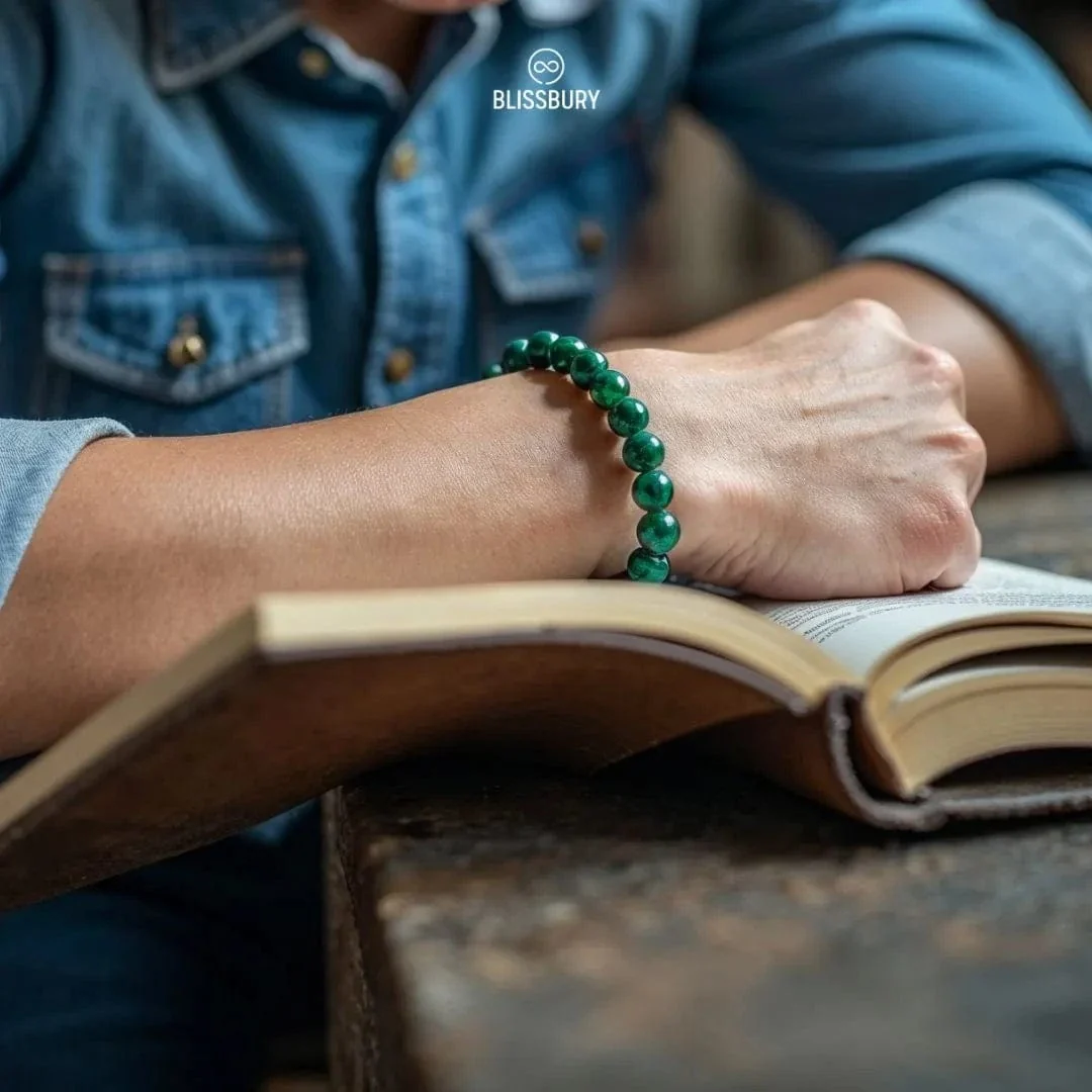 Green Malachite Bracelet - Growth, Optimism, Resilience (Large) - Image 6
