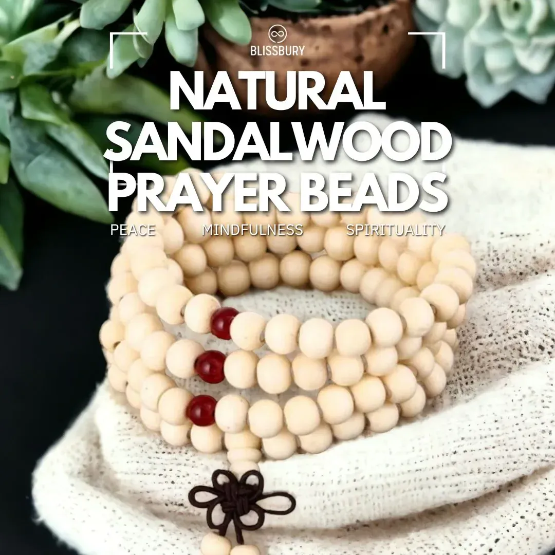 Natural Sandalwood Prayer Beads - Peace, Mindfulness, Spirituality - Image 3
