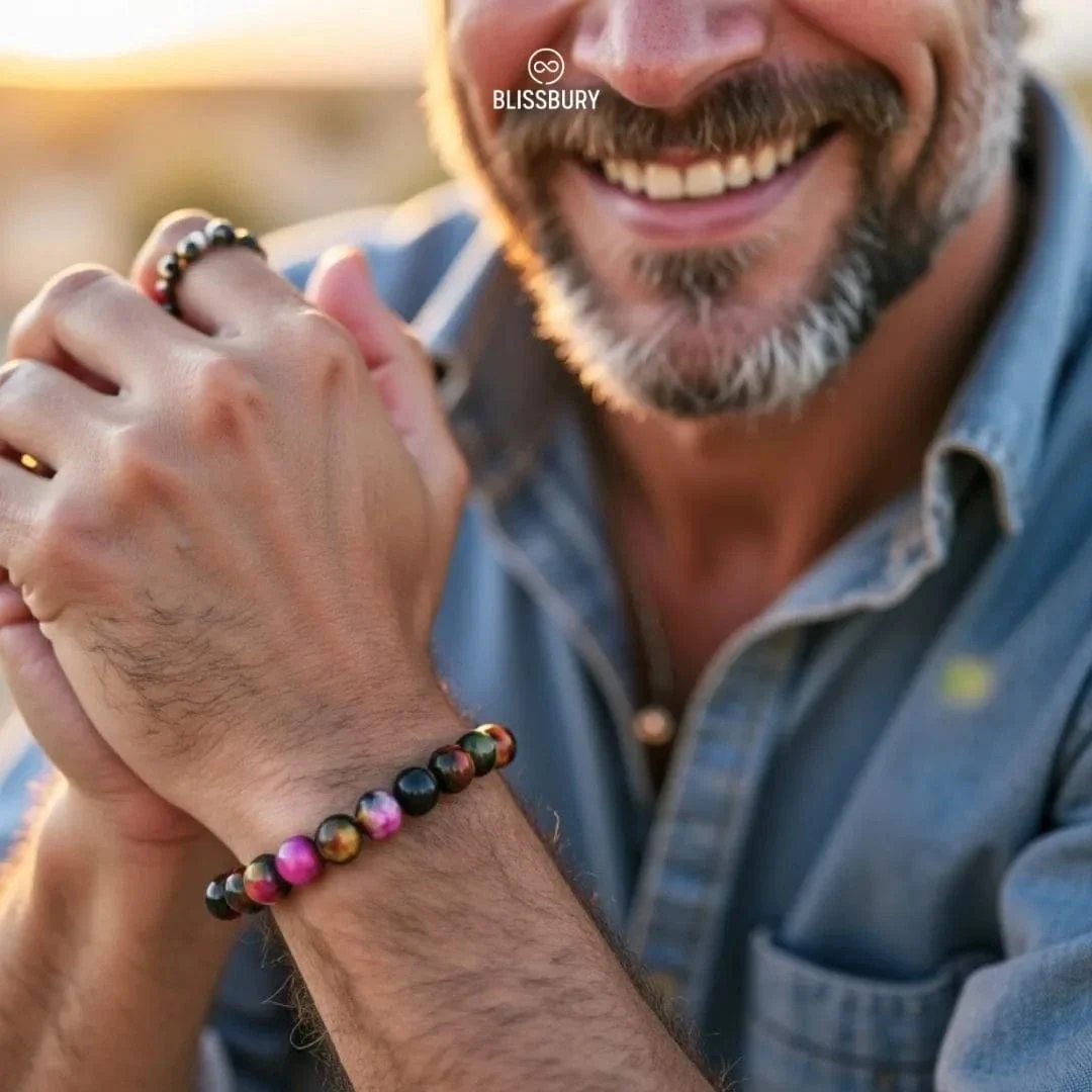 Rainbow Tiger's Eye Bracelet - Peace, Empowerment, Stability - Image 4