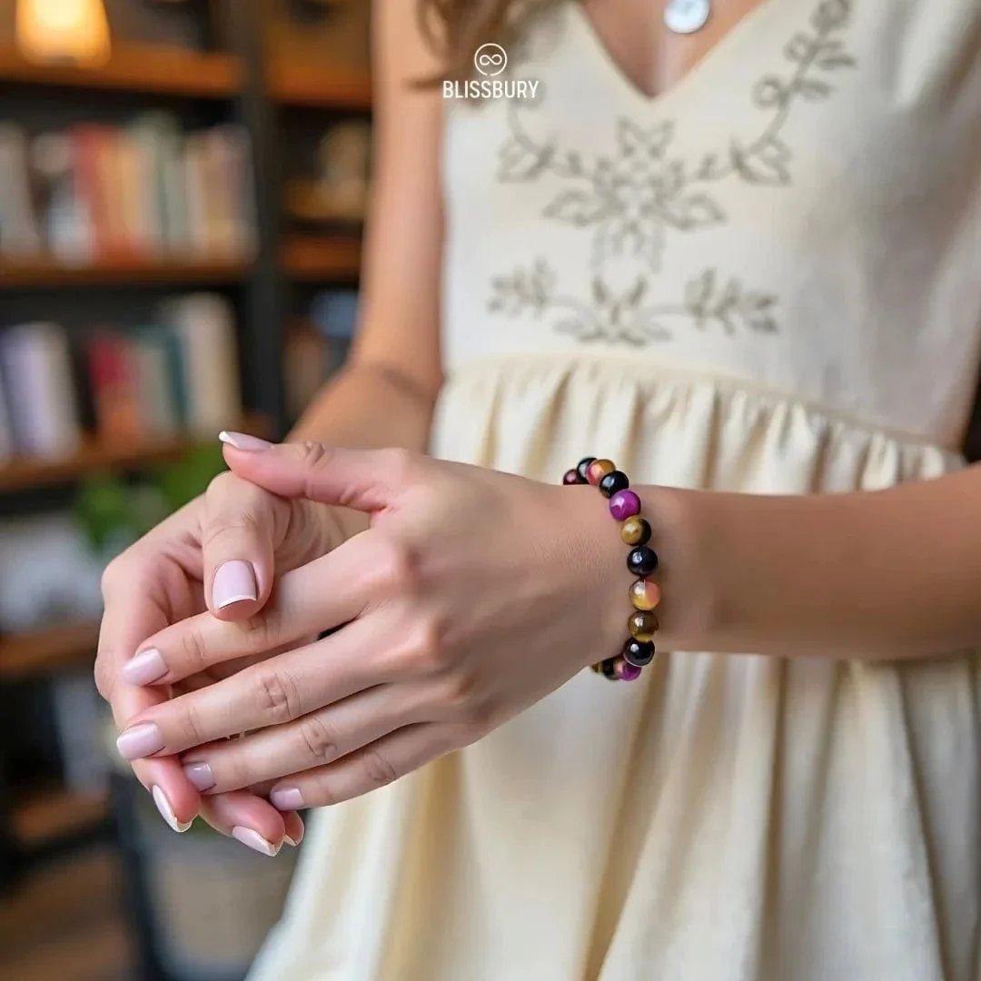Rainbow Tiger's Eye Bracelet - Peace, Empowerment, Stability - Image 7