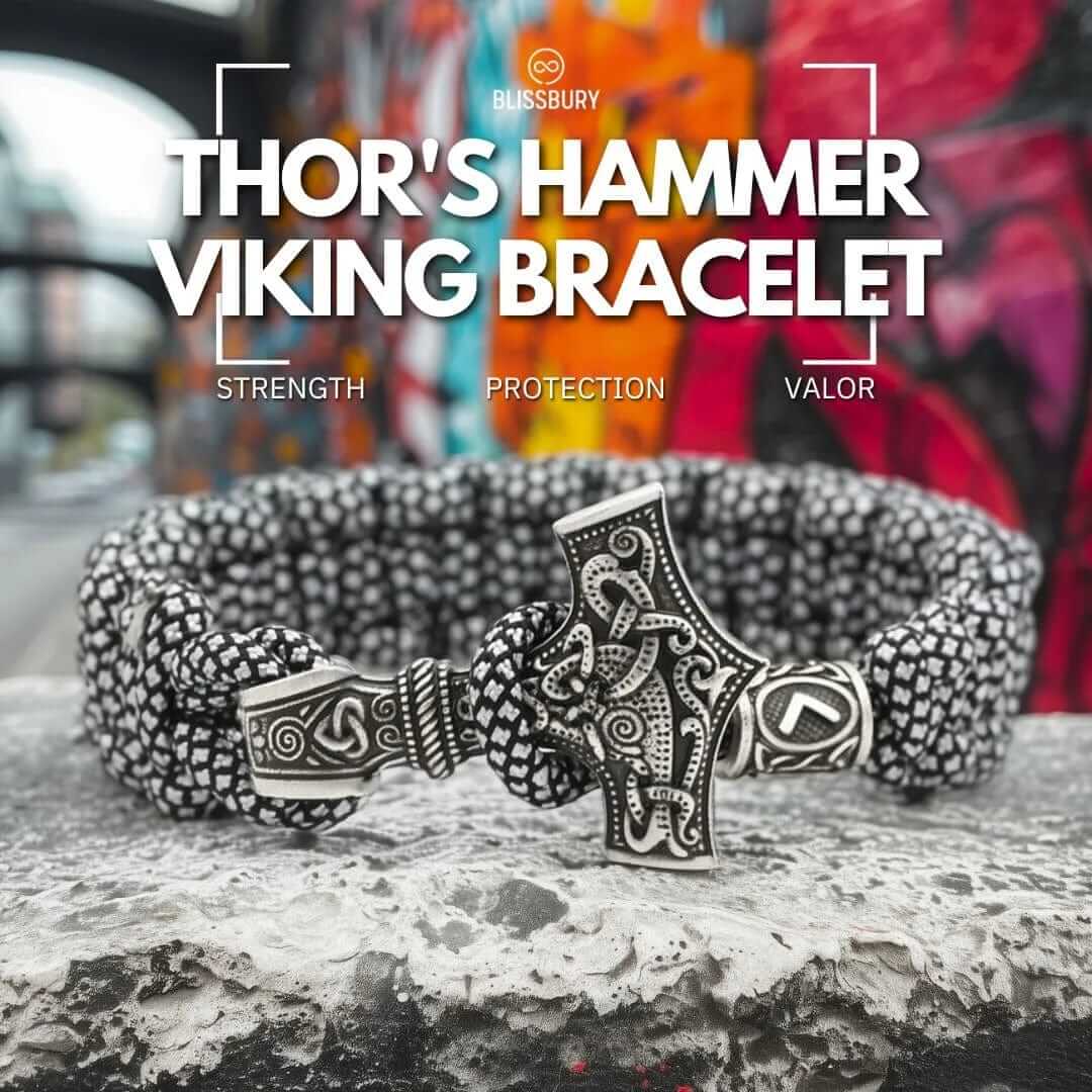 Thor's Hammer Vintage Viking Bracelet- Strength, Protection, Valor (Large)
